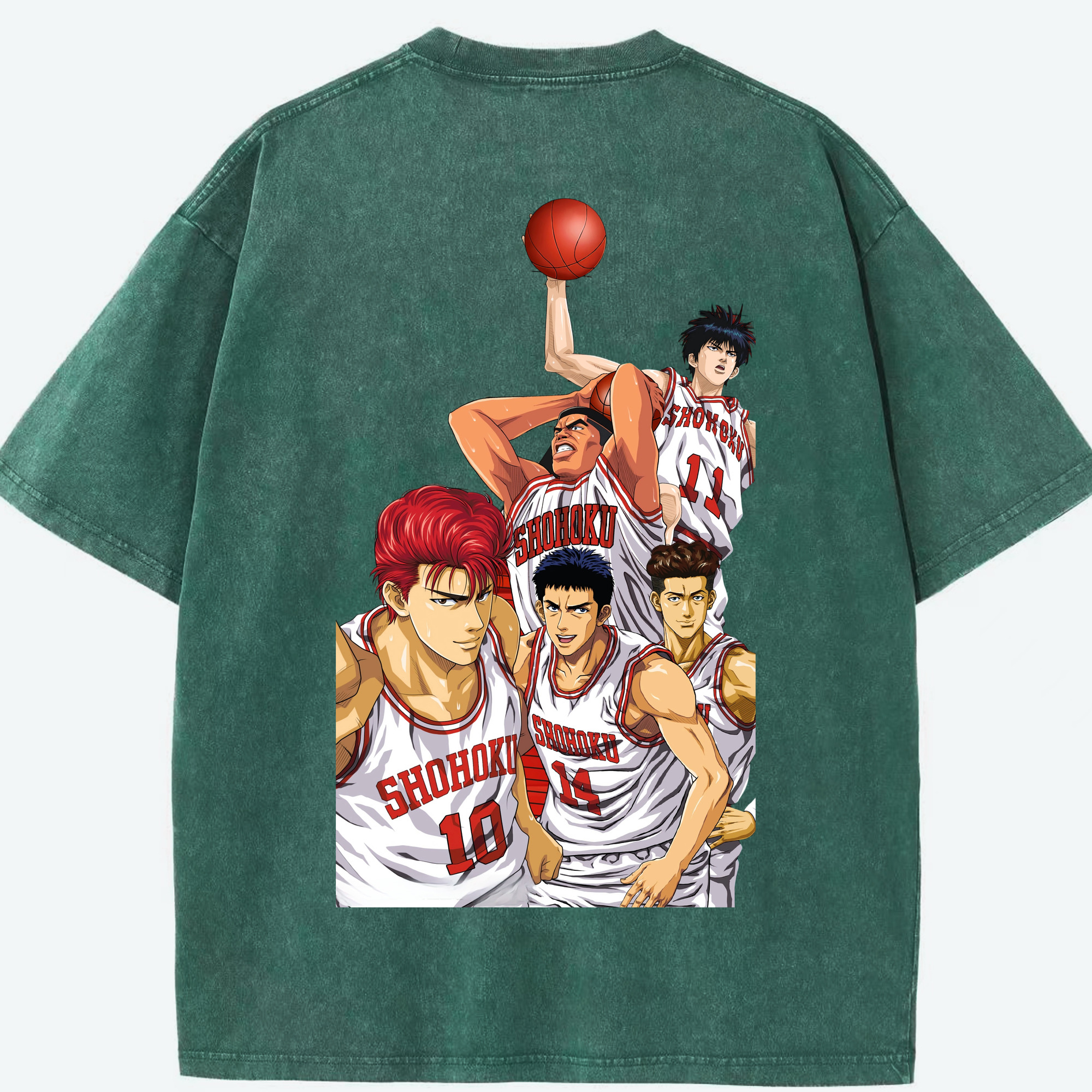 SLAM DUNK／スラムダンク 綿100% ヴィンテージ風 半袖Tシャツ（背面プリント）